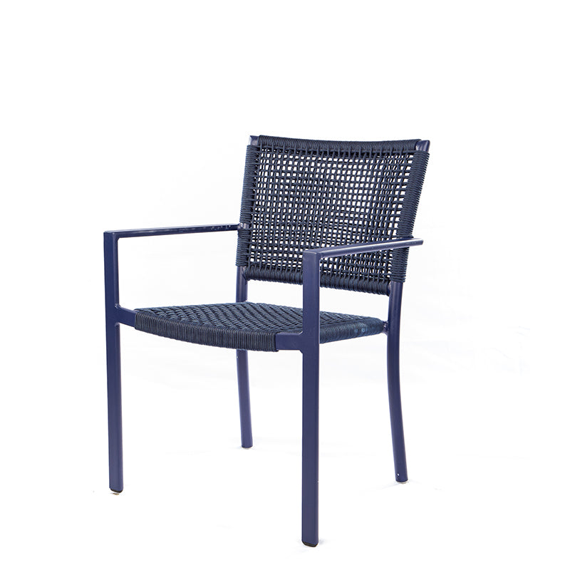 Cadeira Star com Braço em Alumínio Cor Azul Corda Náutica Cor Azul
