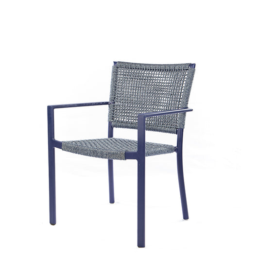 Star Chair with Aluminum Armrest in Blue Color Nautical Rope in Blue Mix Color