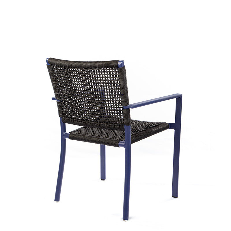 Star Chair with Aluminum Armrest in Blue Color and Nautical Rope in Black Color