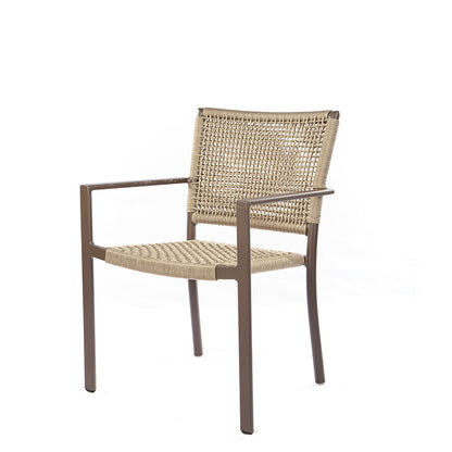 Silla Estrella con Brazo de Aluminio Color Marrón Cuerda Náutica Color Arena
