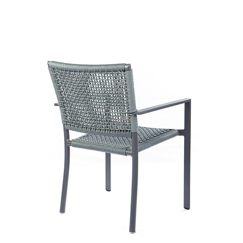 Cadeira Star com Braço em Alumínio Cor Fendi Corda Náutica Cor Cinza