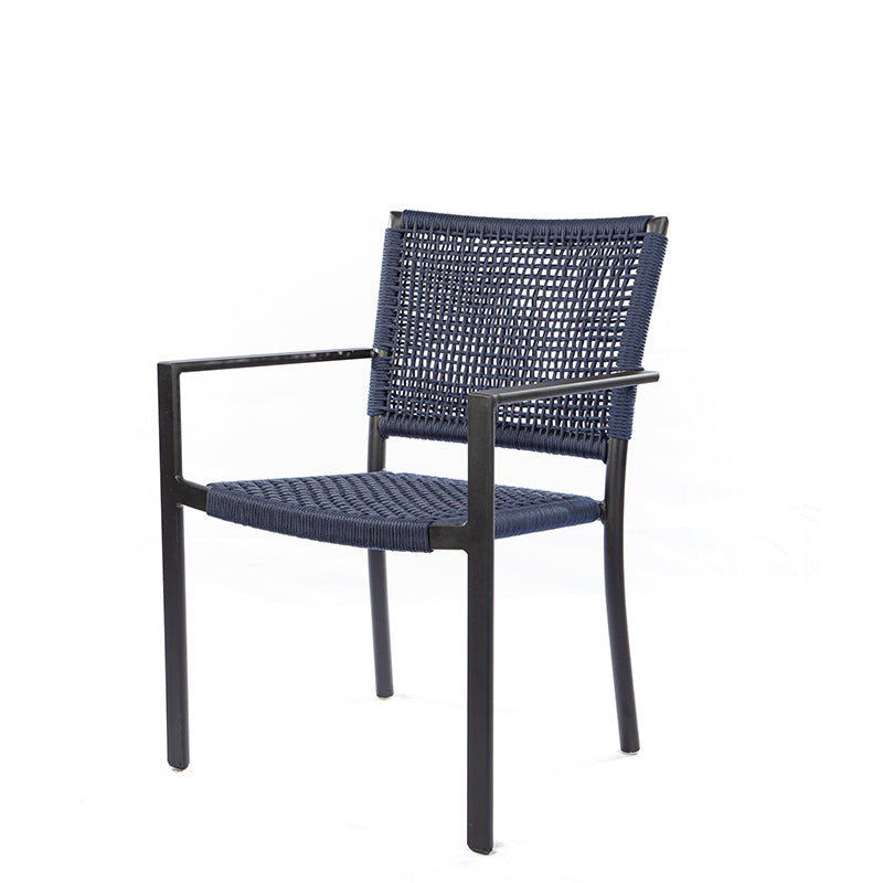 Star Chair with Black Aluminum Armrest and Blue Nautical Rope