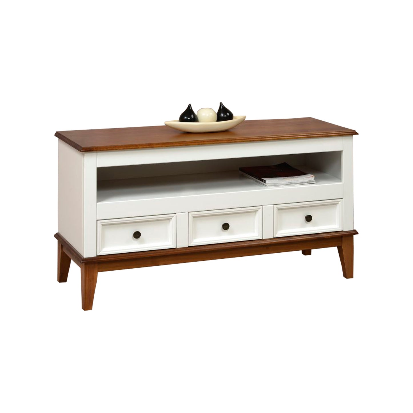 Rack with 3 drawers, white and wood