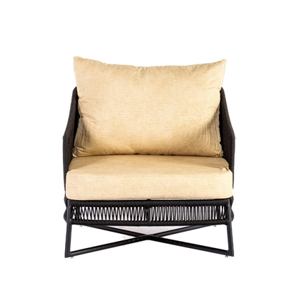 Sillón Serene Tapizado en Aluminio Negro y Cuerda Náutica Negra