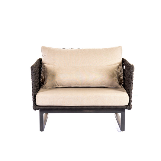 Sillón Artístico Tapizado en Aluminio Grafito y Cuerda Náutica Negra