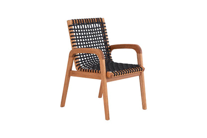 Silla Dash con brazo de madera y cuerda náutica en negro