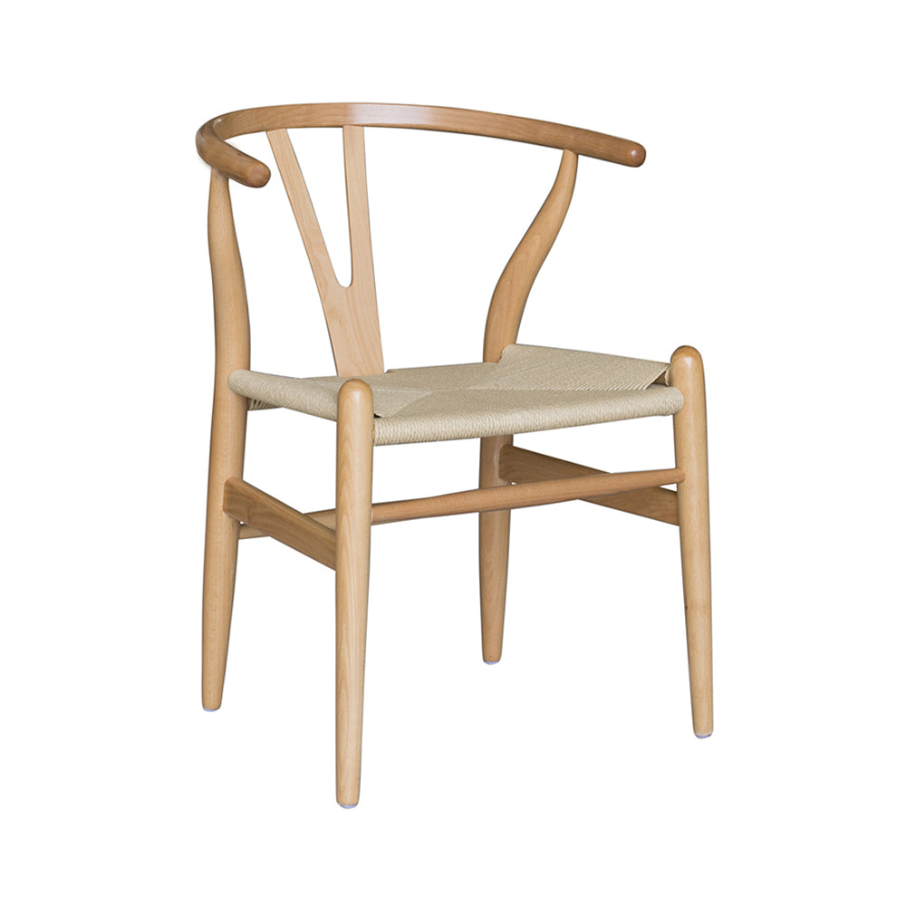 Silla Valentina de madera clara con asiento de paja