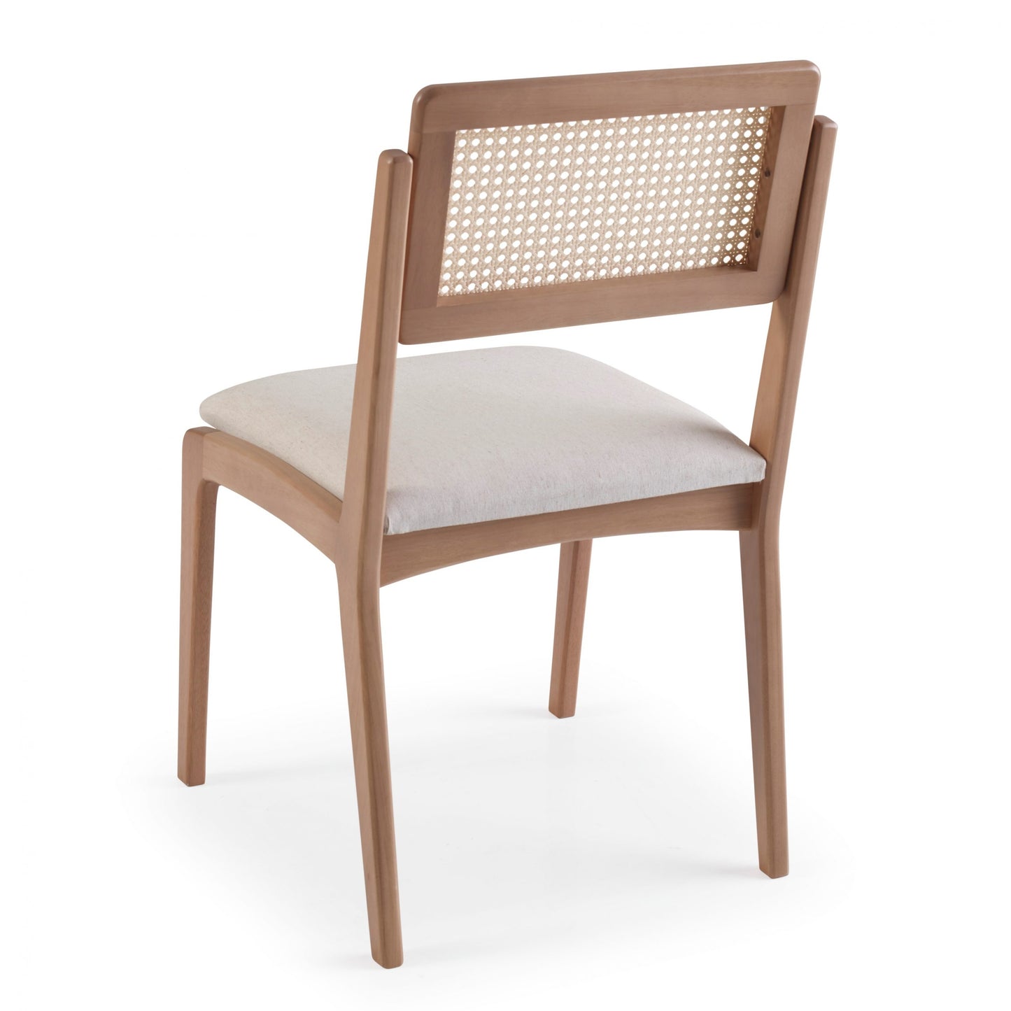 Silla Argos Respaldo de Madera Tela Asiento Tapizado en Paja Hexagonal Natural Lino Beige