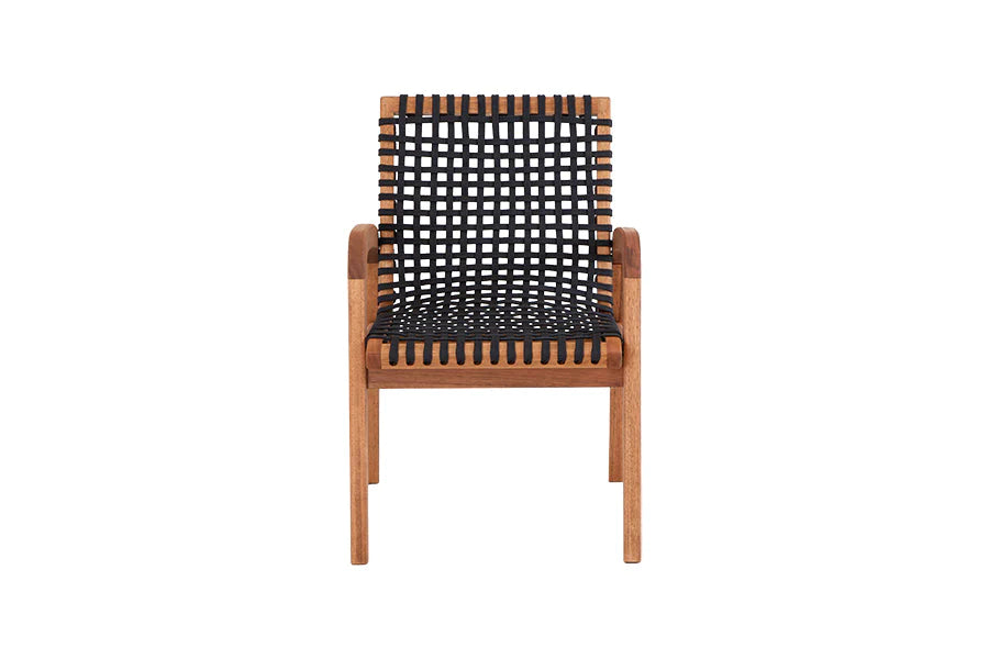 Silla Dash con brazo de madera y cuerda náutica en negro