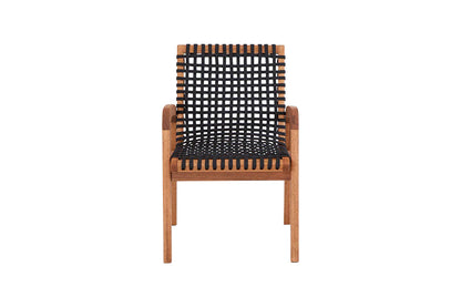 Silla Dash con brazo de madera y cuerda náutica en negro