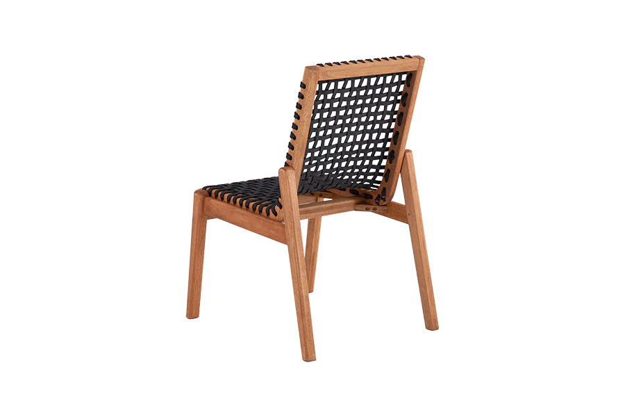 Silla Dash de madera y cuerda náutica en negro