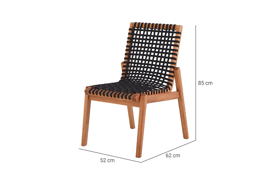 Silla Dash de madera y cuerda náutica en negro