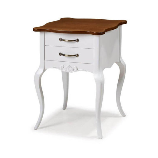 Mesa Auxiliar Canon Mesita De Noche 2 Cajones 53x45x71cm Madera Blanco