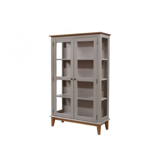 Armario conejera Capri Gris/Piñón sin cajón con lateral cristal 166x95x39 cm