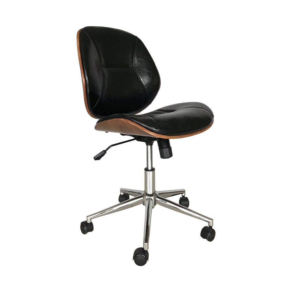 Silla de oficina Porto negra con madera