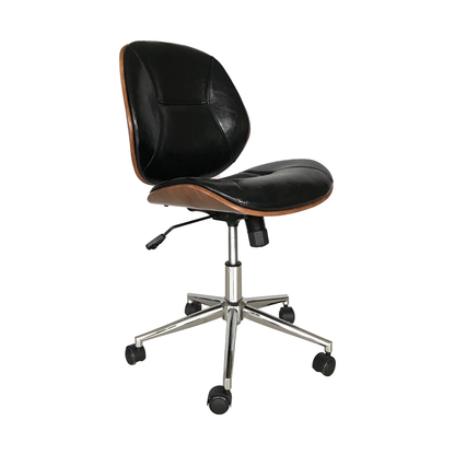 Silla de oficina Porto negra con madera