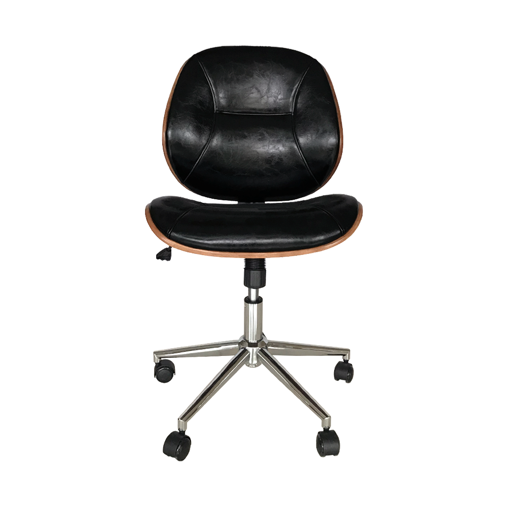 Silla de oficina Porto negra con madera
