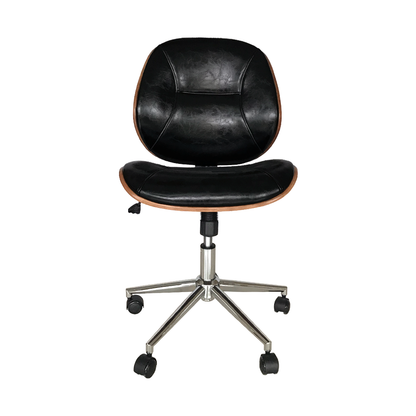 Silla de oficina Porto negra con madera
