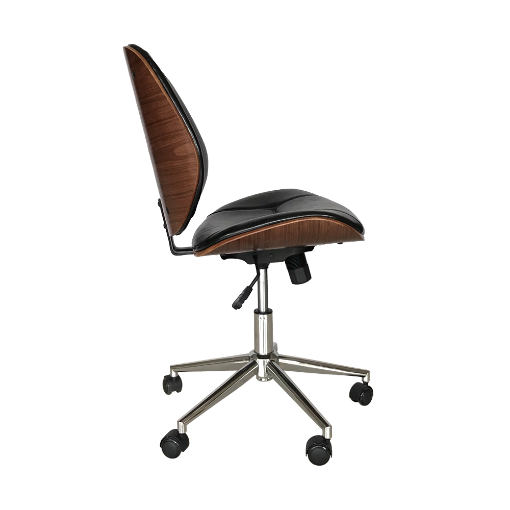 Silla de oficina Porto negra con madera